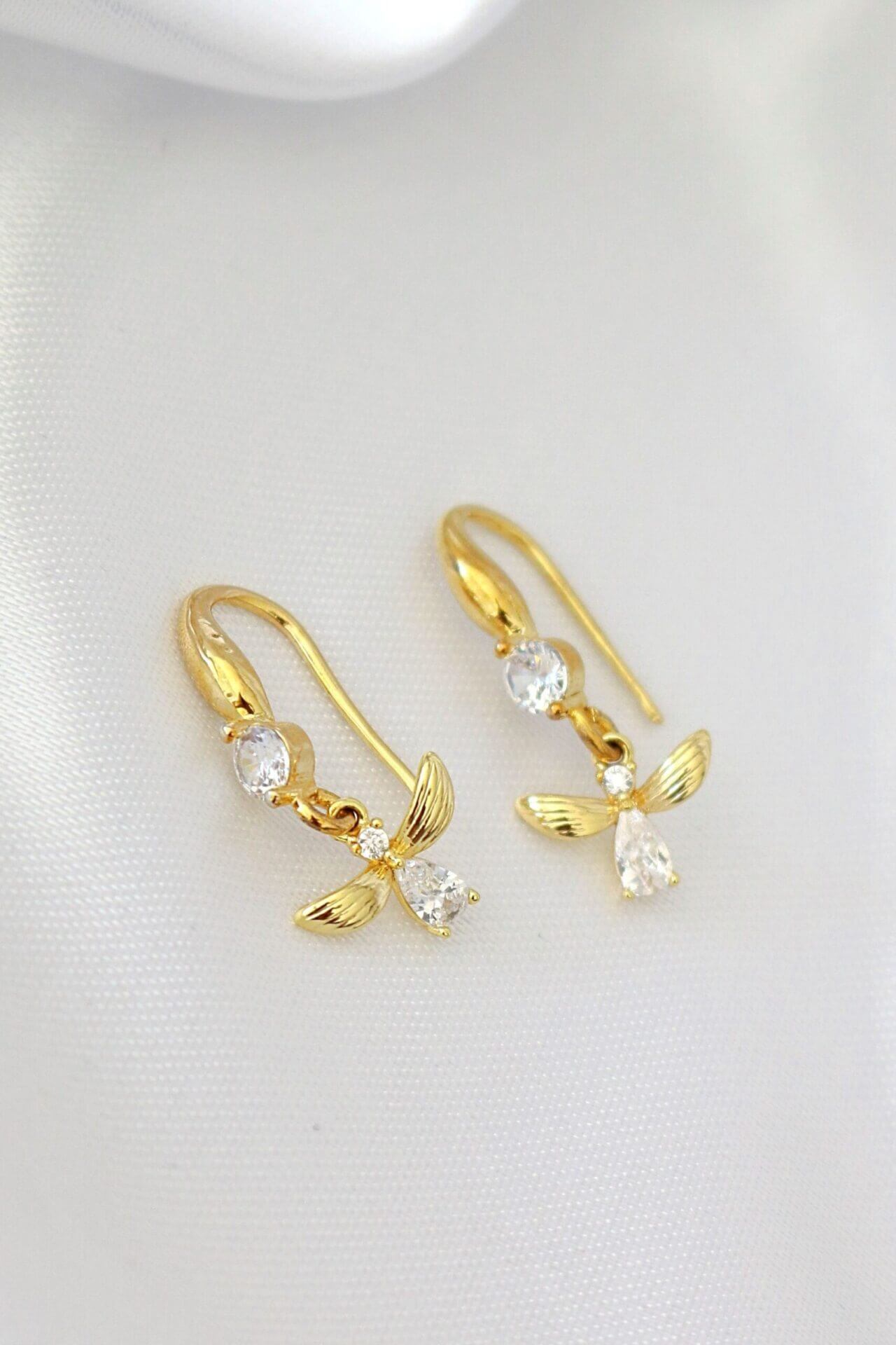 24K Gold Plated Bee Hook Earrings