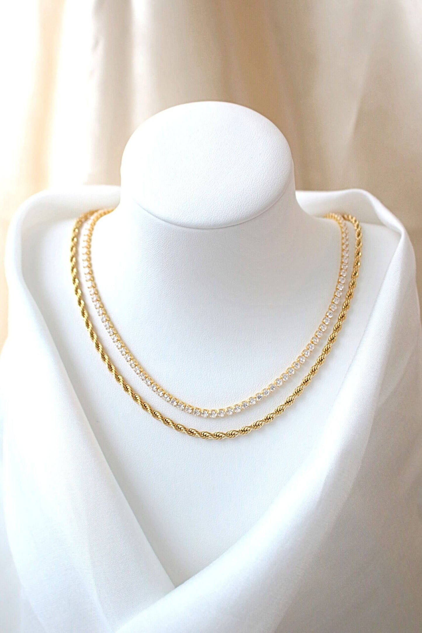 24 Karats Gold Plated Twisted Rope Chain Necklace