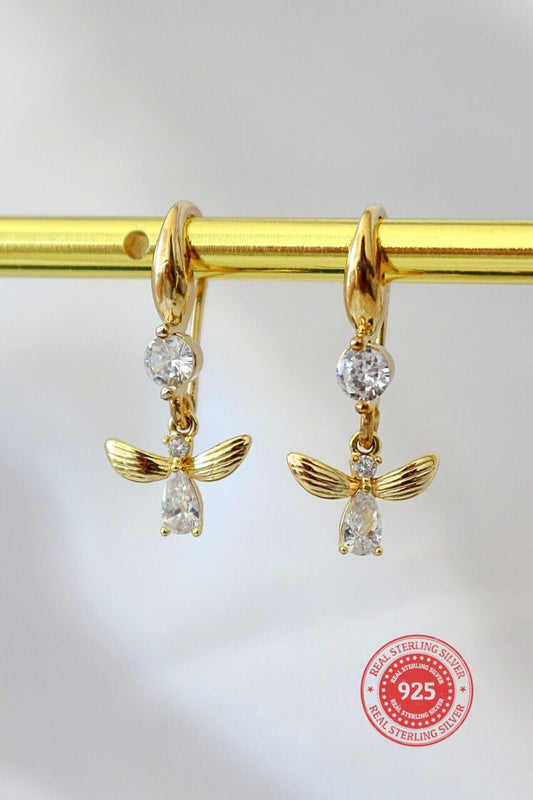 24K Gold Plated Bee Hook Earrings