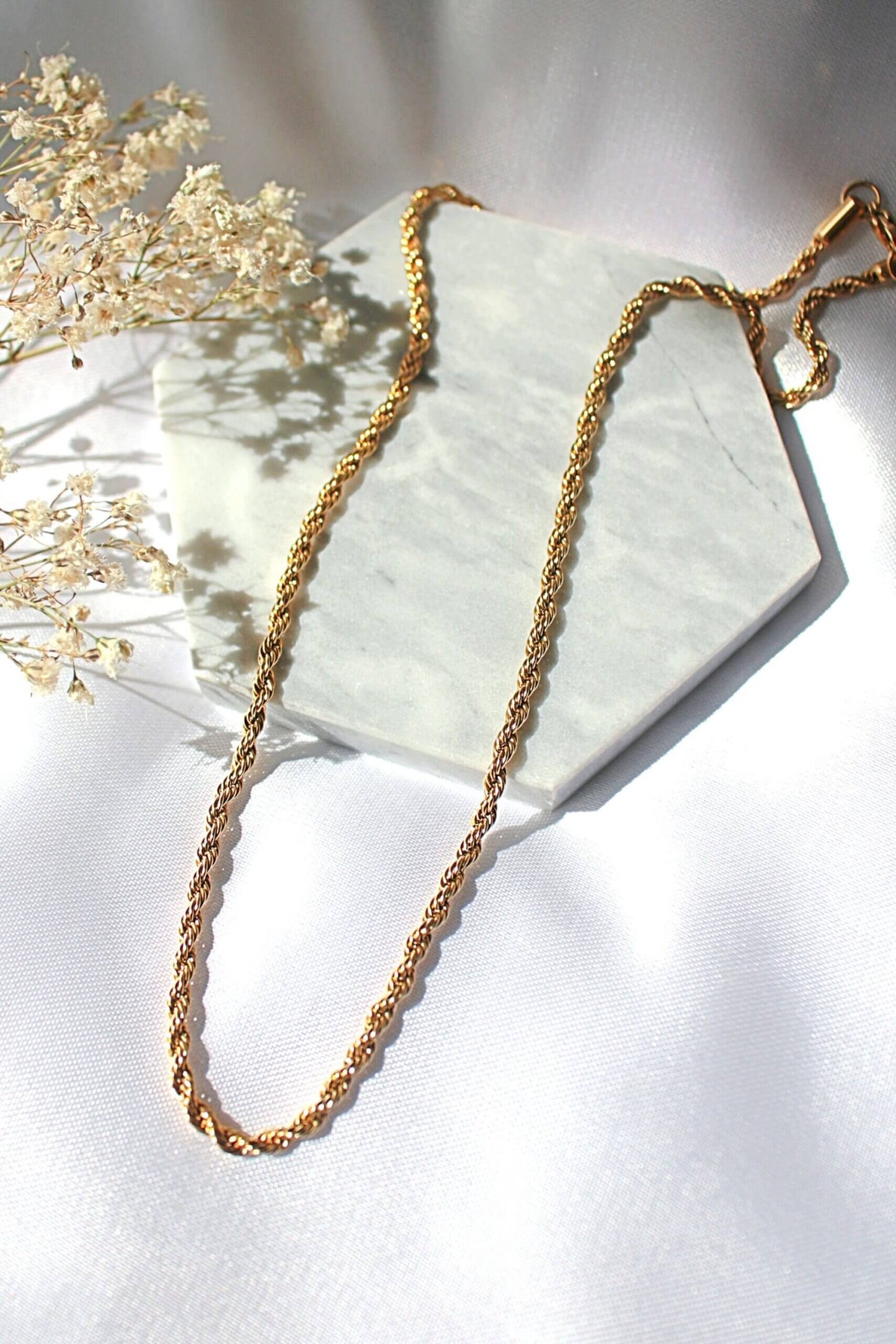 24 Karats Gold Plated Twisted Rope Chain Necklace