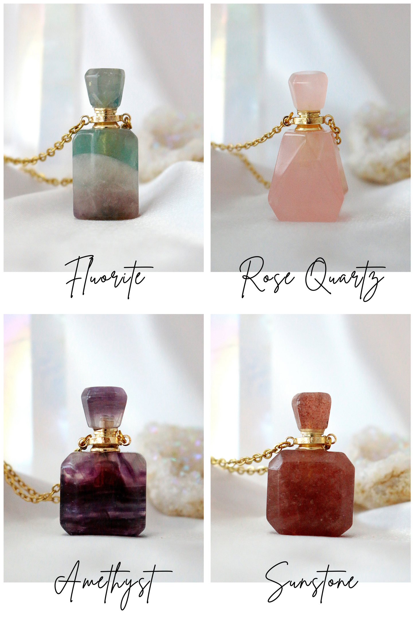 Healing Stones Bottle Pendant Necklace Aromatic Therapy Necklace