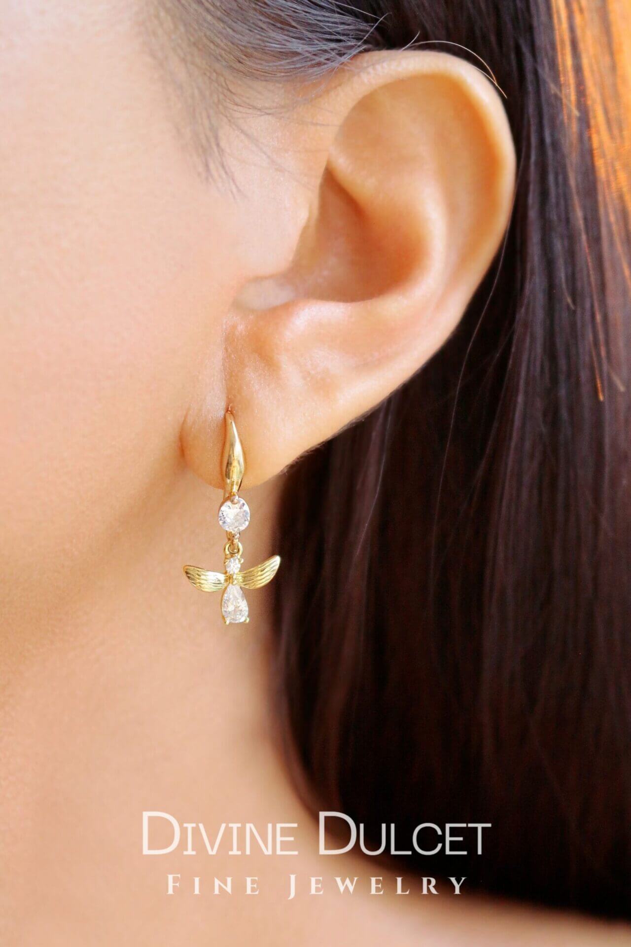 24K Gold Plated Bee Hook Earrings